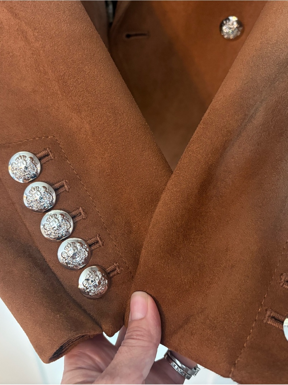White House Black Market Double-Breasted Suede Blazer - Rust Brown - Picture 5 of 6